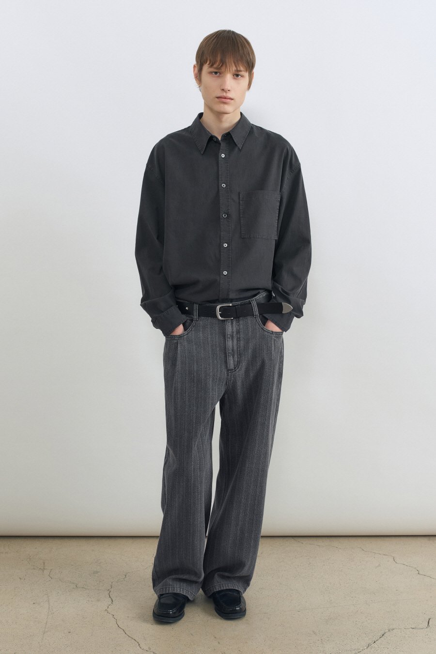 ストライプサーフェスデニムパンツGREY | ファッション通販